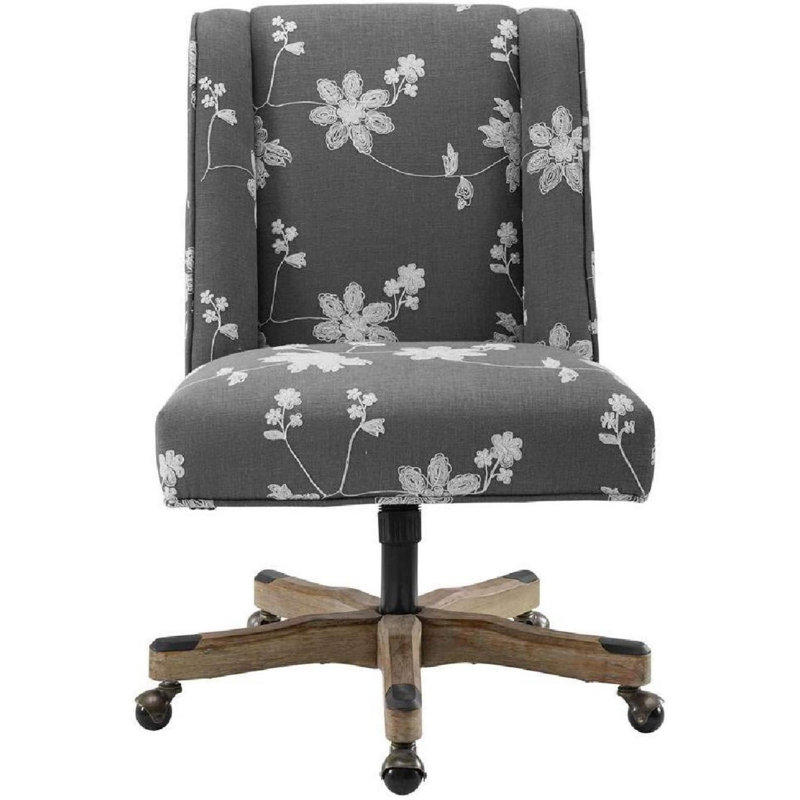 One Allium Way® Floral Embroidered Fabric Upholstered Office Chair